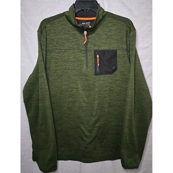 Ruff Hewn Adventure Tech Long Sleeve Shirt, Outdoor ¼ Zip Sz Large, Hunter Green - Picture 1 of 8